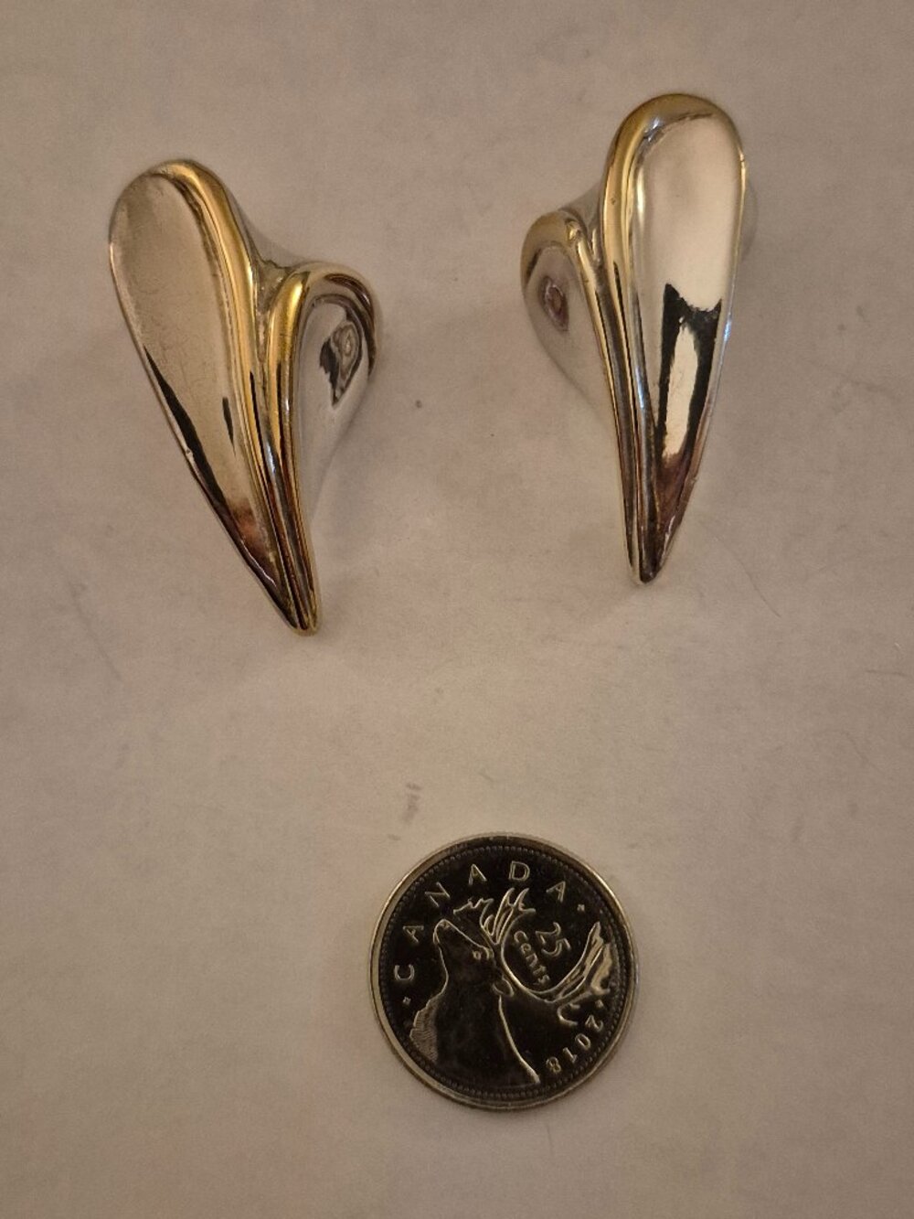 VTG JE Signed 925 Sterling Silver Modernist 2-Tone Statement Post Earrings